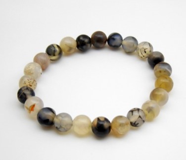 Black Onyx Moonstone Bead Bracelet