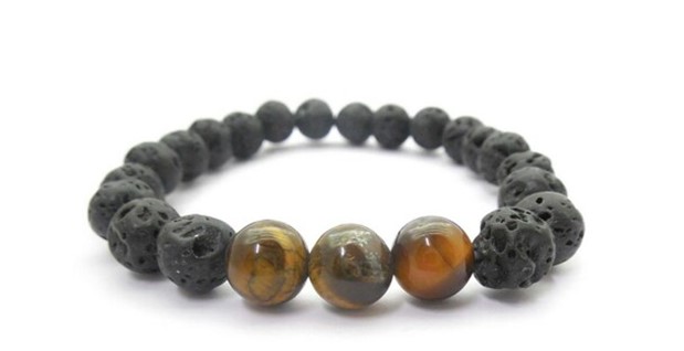 Tiger Eye and Lava Bead Chakra Bracelet
